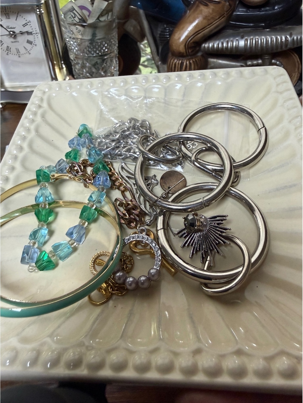 Mixed Style Women's Bracelets and Charms Lot - Silver and Gold Tone with Blue &